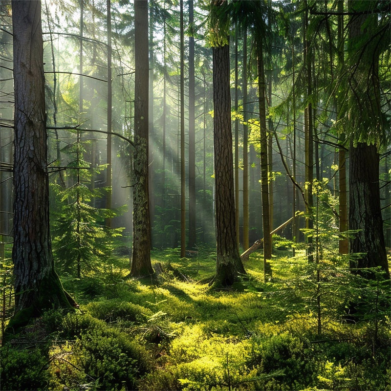 Woodland Fotohintergrund Heitere sonnenbeschienene Kiefer Wald Hintergrund CJJ2-37