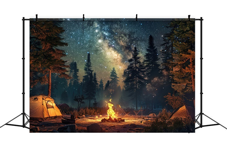Backdrop Wald Sternenlicht Lagerfeuer Nacht Wald Hintergrund CJJ2-39