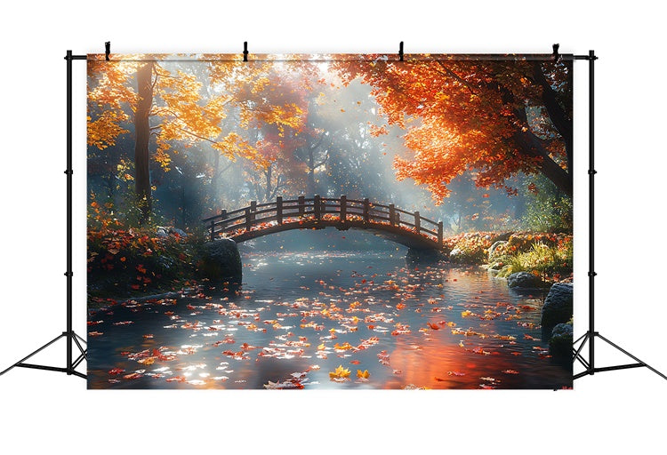 Herbst Wald Hintergrund Stille Ahornblätter Brücke Hintergrund CJJ2-52