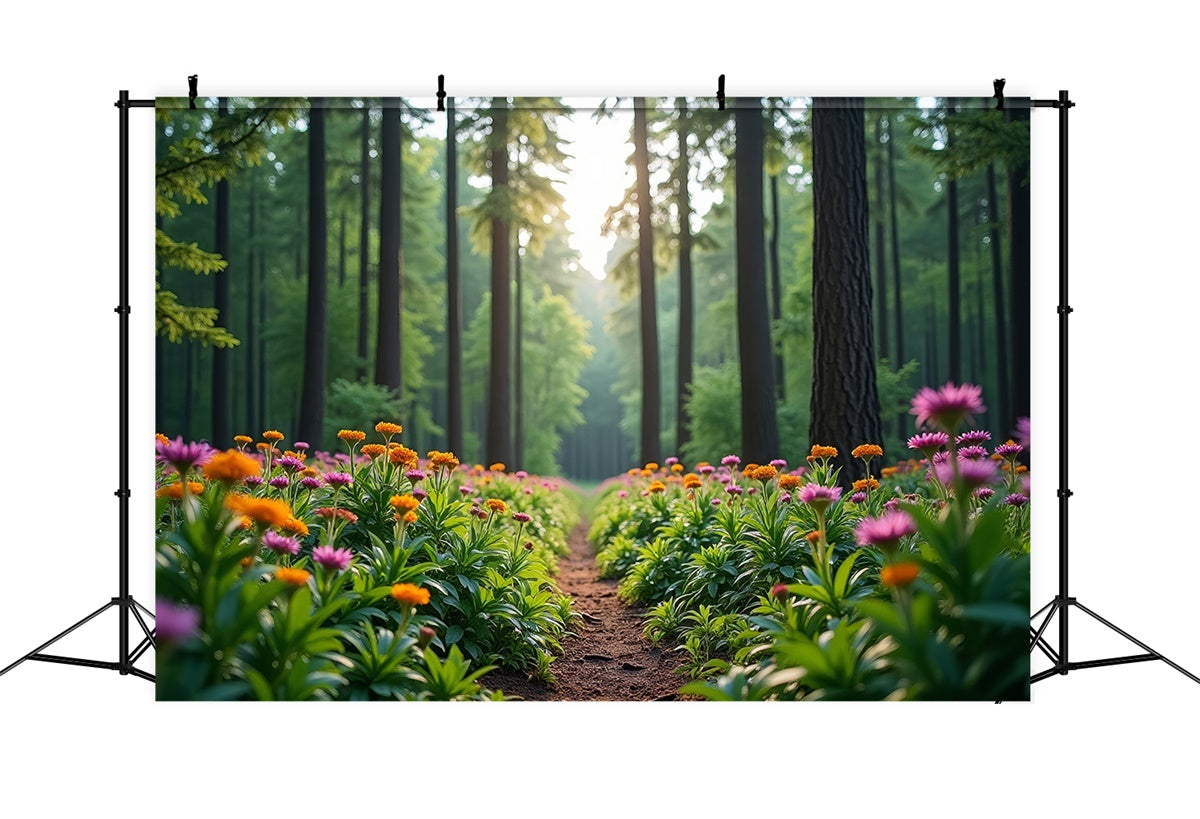 Wald Fotohintergrund Blühende Wildblume Waldweg Fotohintergrund CJJ2-58