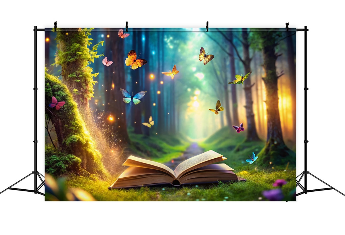 Backdrop Wald Glühender Wald Schmetterling Buch Hintergrund CJJ2-60