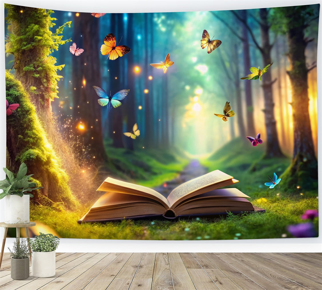 Backdrop Wald Glühender Wald Schmetterling Buch Hintergrund CJJ2-60