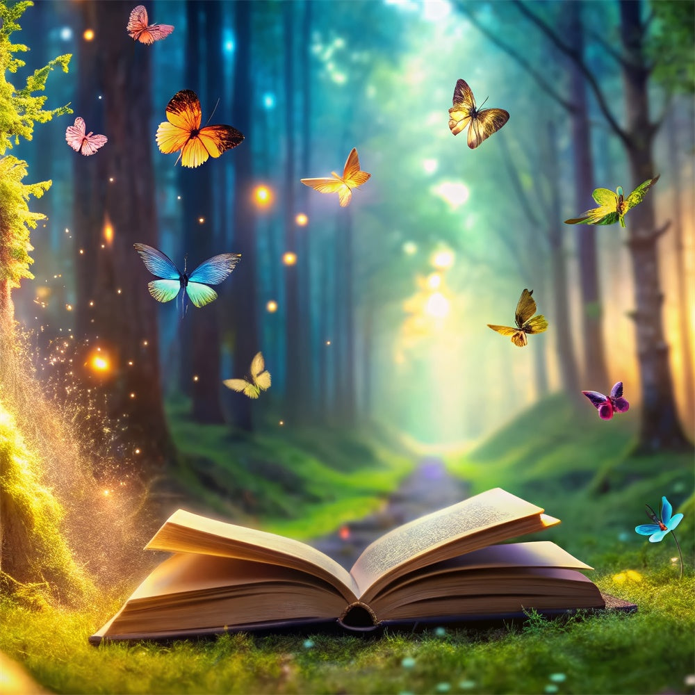 Backdrop Wald Glühender Wald Schmetterling Buch Hintergrund CJJ2-60