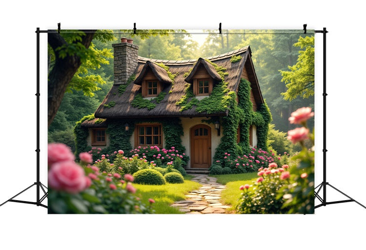Wald Hintergründe für Fotografie Enchanted Garden Cottage Backdrop CJJ2-63