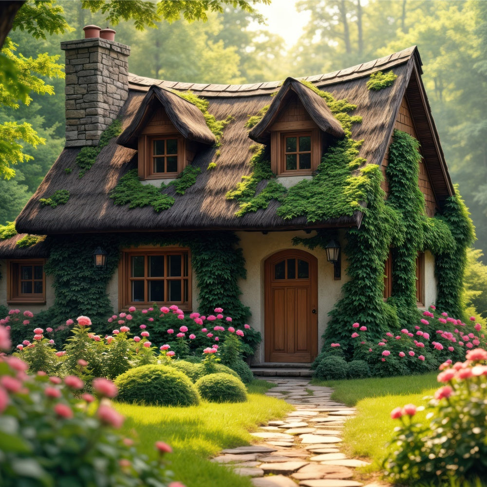 Wald Hintergründe für Fotografie Enchanted Garden Cottage Backdrop CJJ2-63