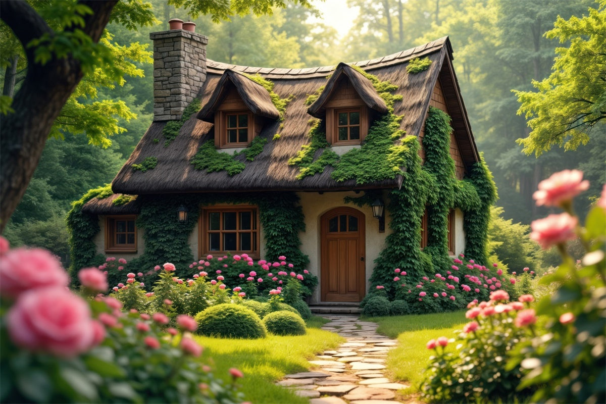 Wald Hintergründe für Fotografie Enchanted Garden Cottage Backdrop CJJ2-63