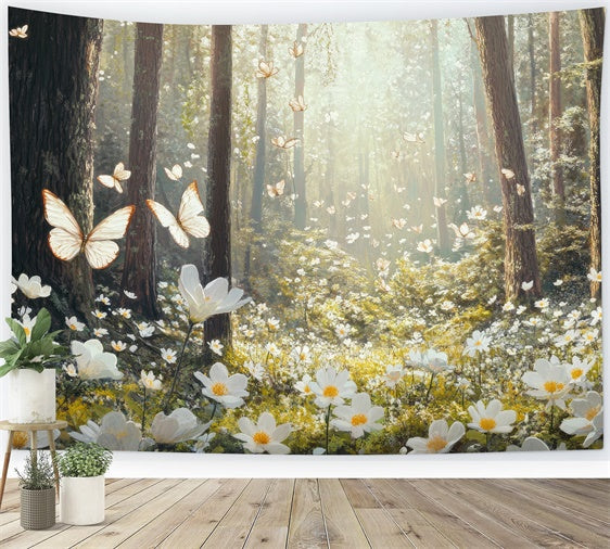 Wald Hintergrund Ideen Serene White Blossom Forest Backdrop CJJ2-64
