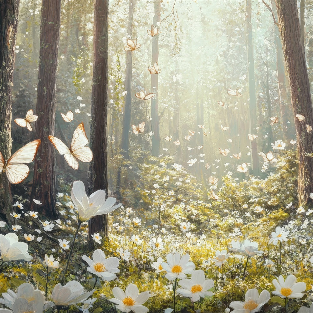 Wald Hintergrund Ideen Serene White Blossom Forest Backdrop CJJ2-64