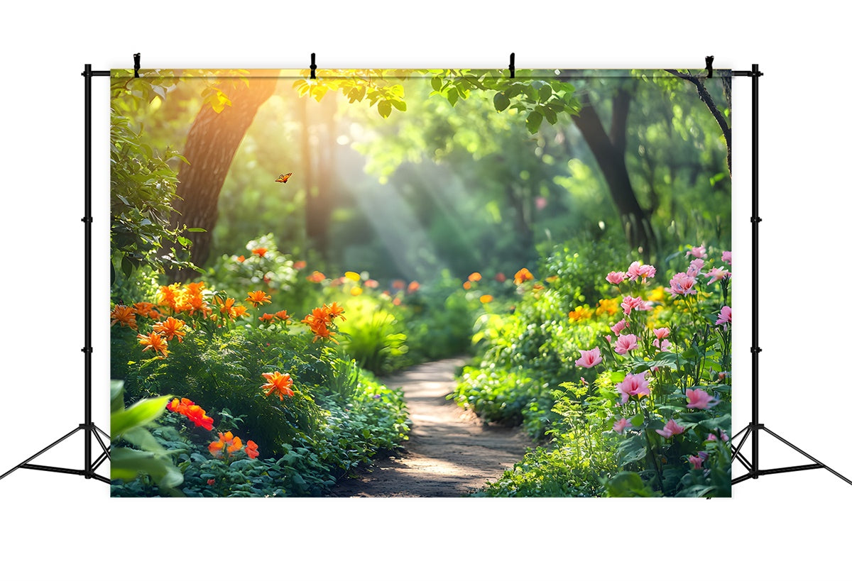 Backdrop Wald leuchtende Sonne beleuchtete Blume Trail Backdrop CJJ2-67