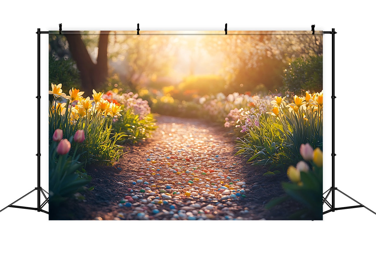 Narzissen-Hintergrund Gartenweg Blumenkulisse CJJ2-7