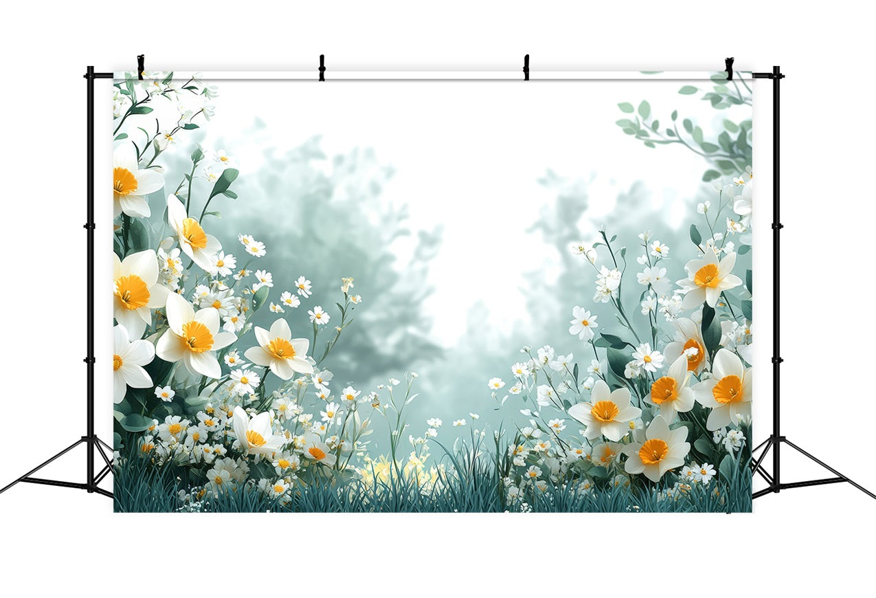 Narzisse Backdrop Serene White Bloom Floral Backdrop CJJ2-8