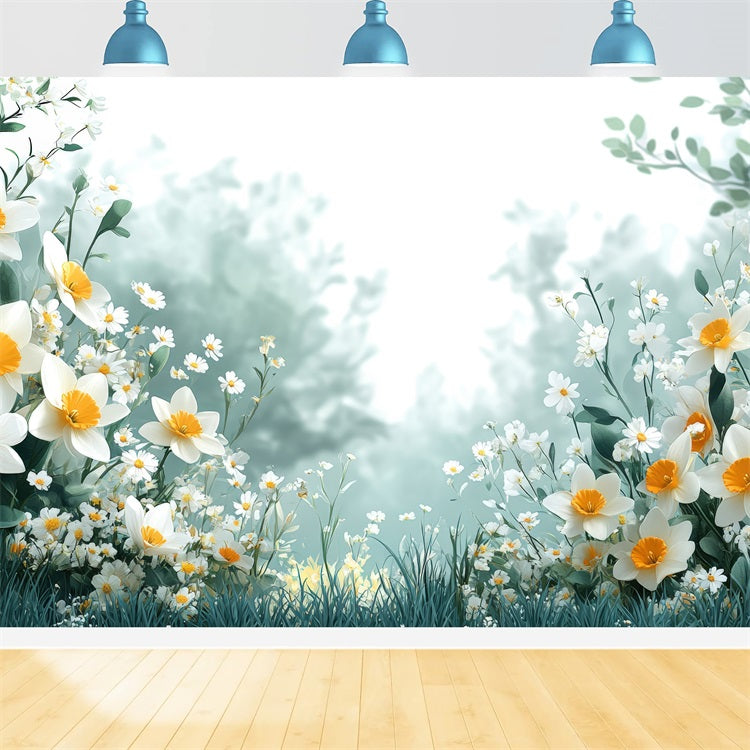 Narzisse Backdrop Serene White Bloom Floral Backdrop CJJ2-8