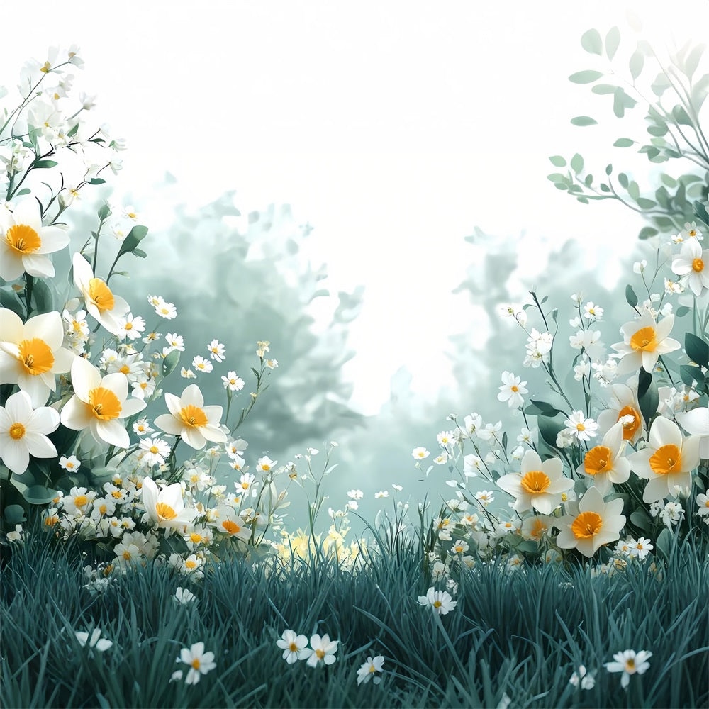 Narzisse Backdrop Serene White Bloom Floral Backdrop CJJ2-8