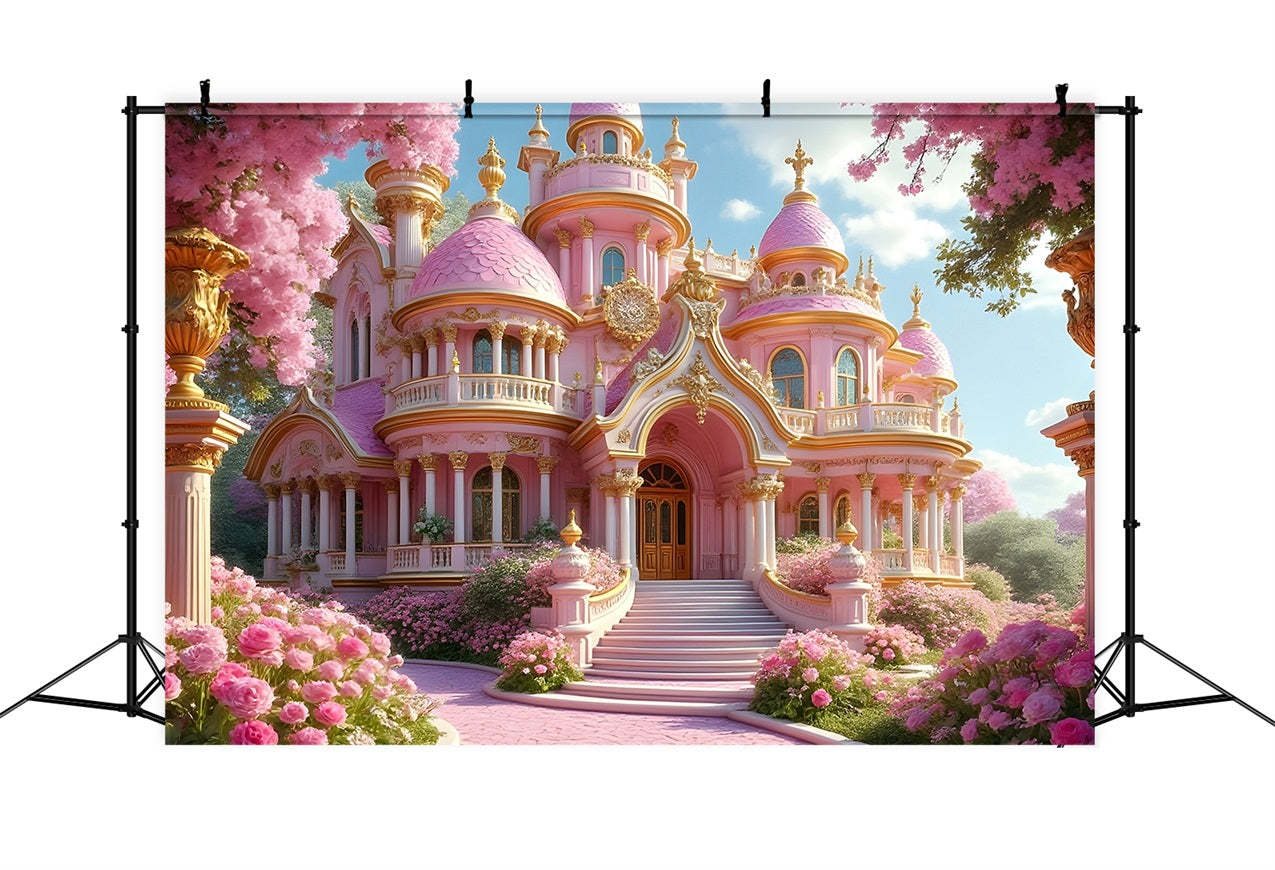 Fashion Doll Backdrop Rosa Märchenschloss Backdrop CJJ2-87