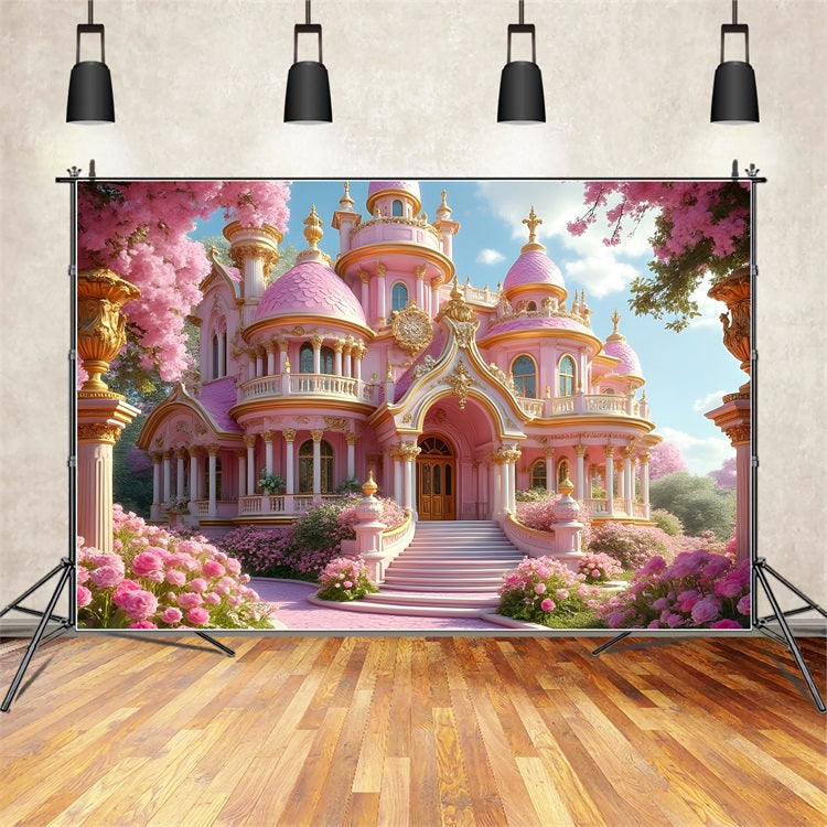 Fashion Doll Backdrop Rosa Märchenschloss Backdrop CJJ2-87