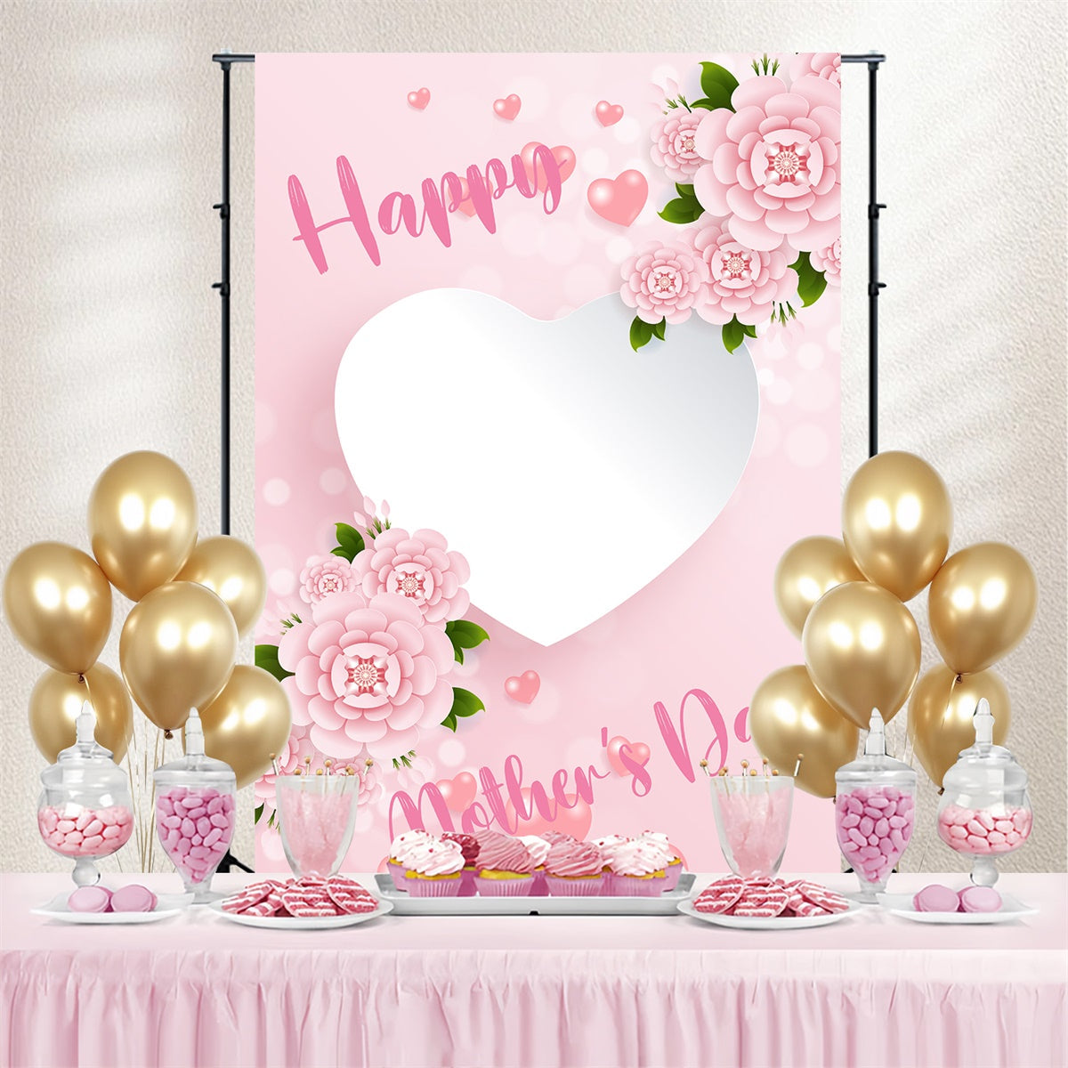 Muttertags-Hintergrundbild Personalisierbar Zartes Rosa Puder Liebe CJJ3-105