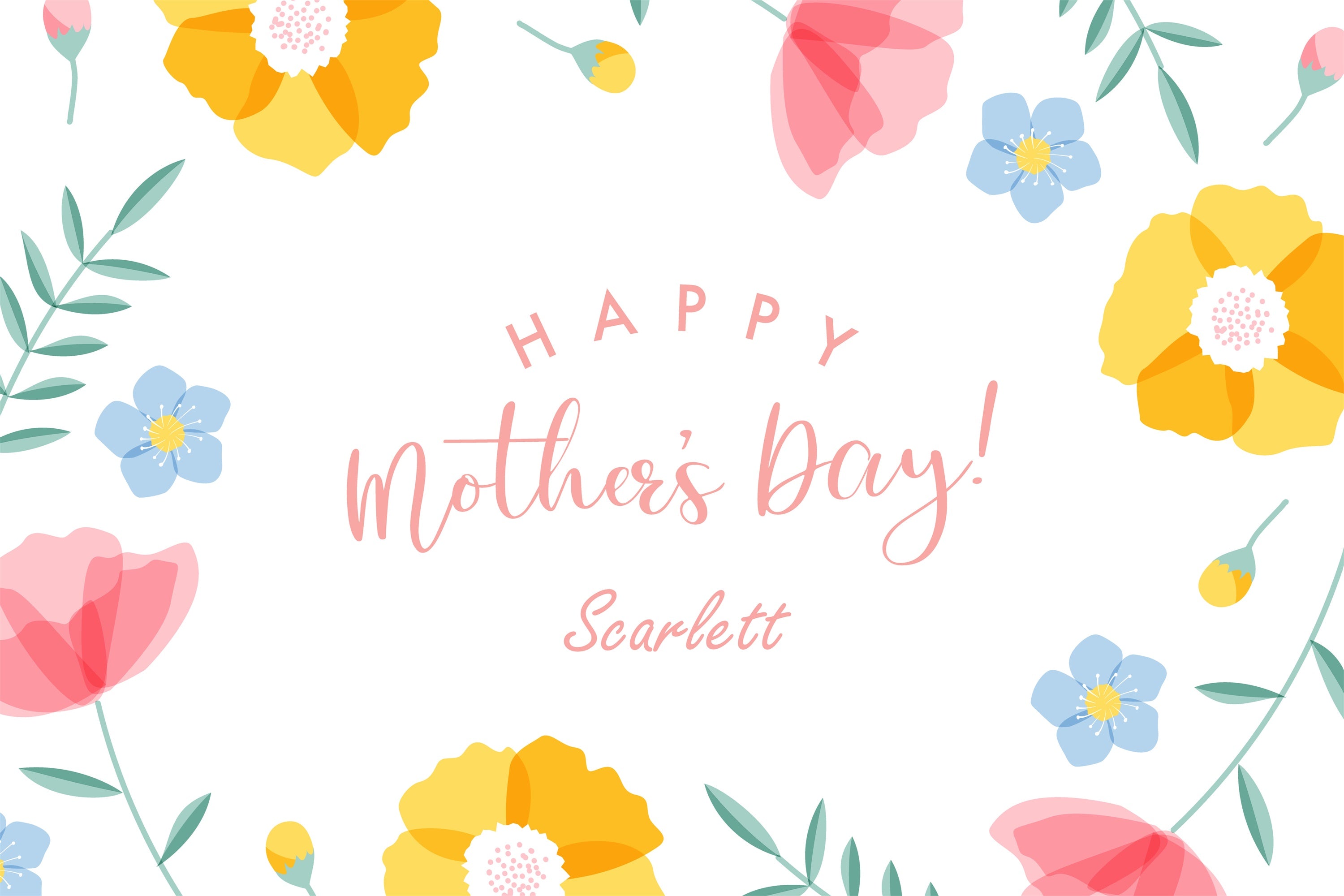 Muttertags-Hintergrundbild Personalisierbar Süße Aquarellblumen CJJ3-108