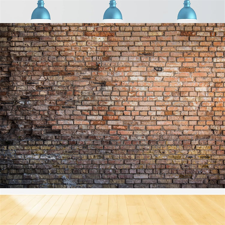 Backdrop Backsteinmauer Gealtert Verwittert Rot Backstein Hintergrund CJJ3-12