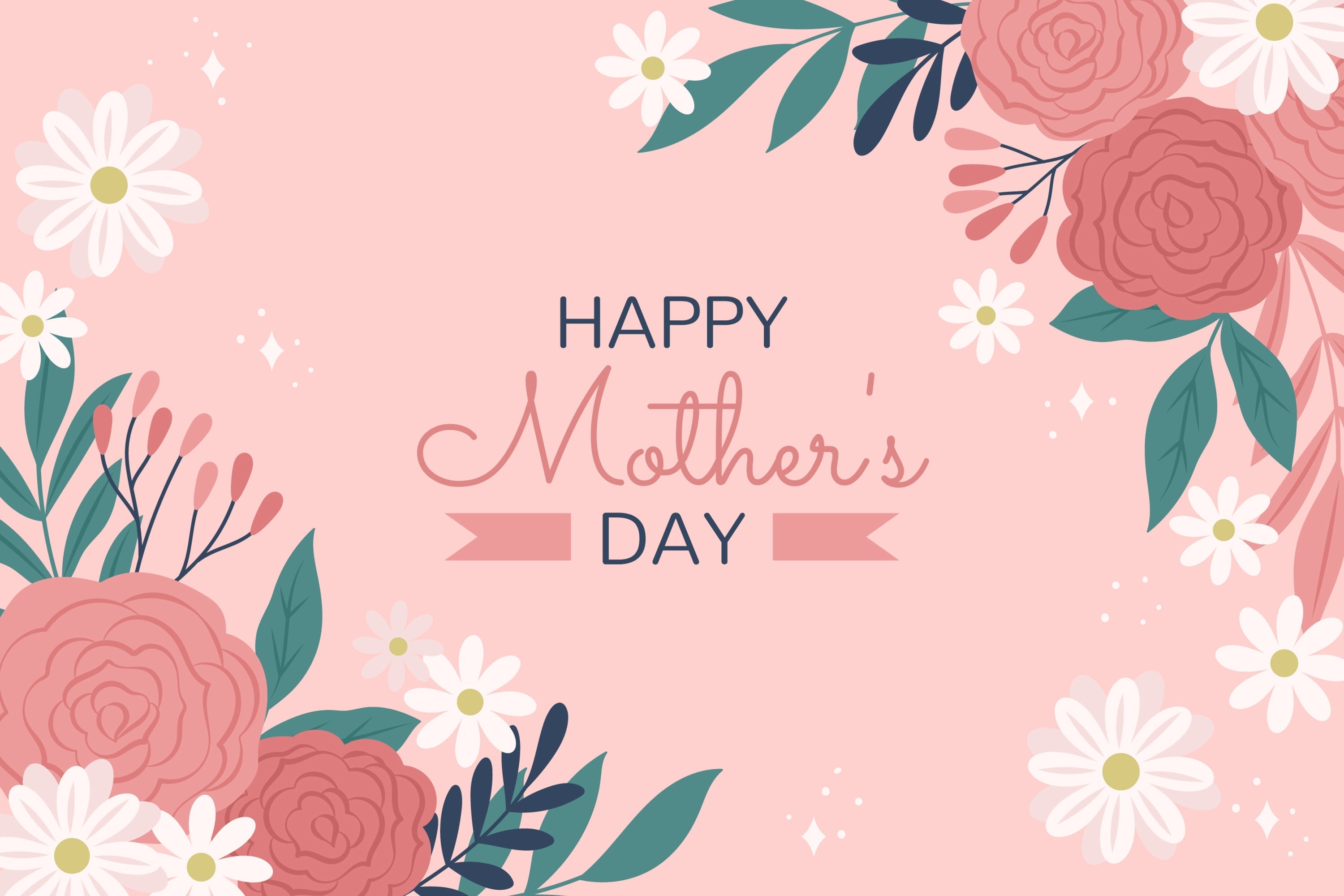Muttertags-Hintergrundbild Annehmbare Grazien Rosa Blume CJJ3-135