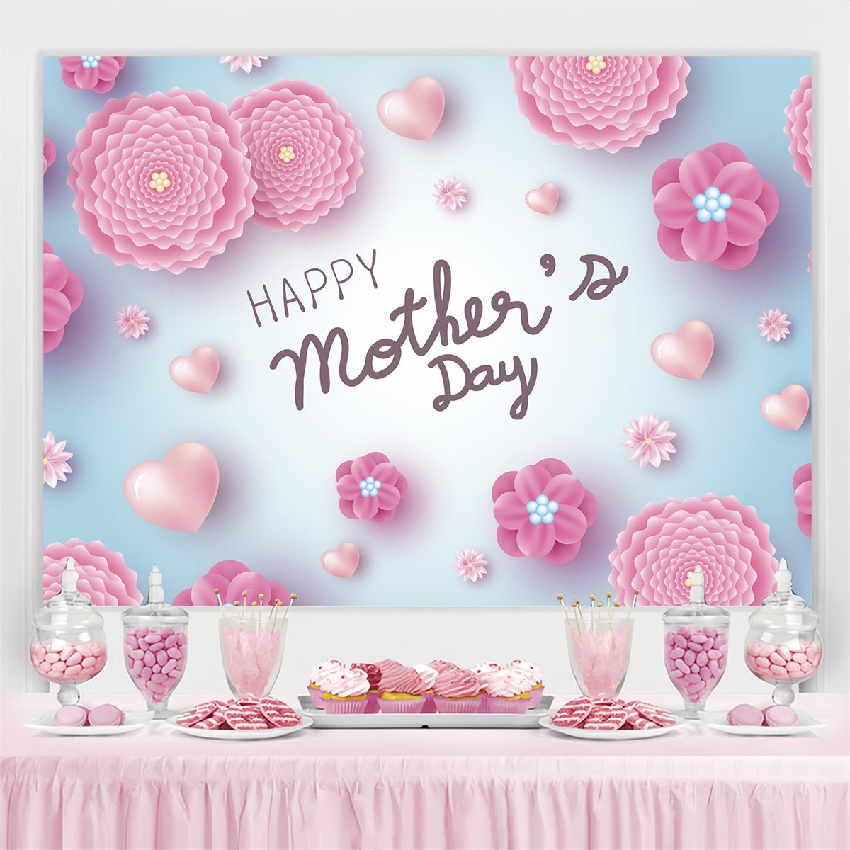 Muttertags-Hintergrundbild Personalisierbar Zartes Herz Elegant CJJ3-140