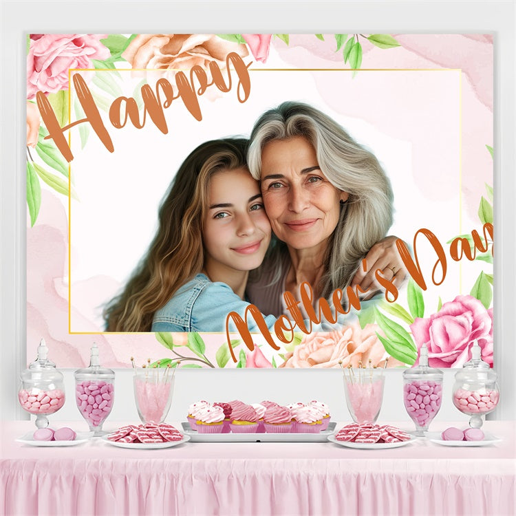 Muttertags-Hintergrundbild Personalisierbarer Blumenrahmen Aquarell CJJ3-160