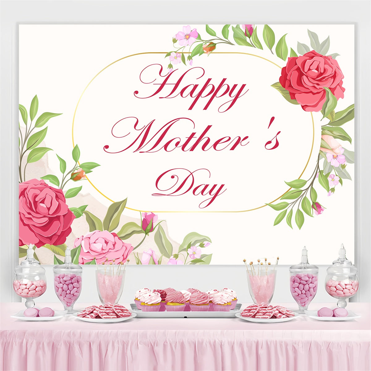 Muttertags-Hintergrundbild Personalisierbar Romantische Blumenranke CJJ3-164