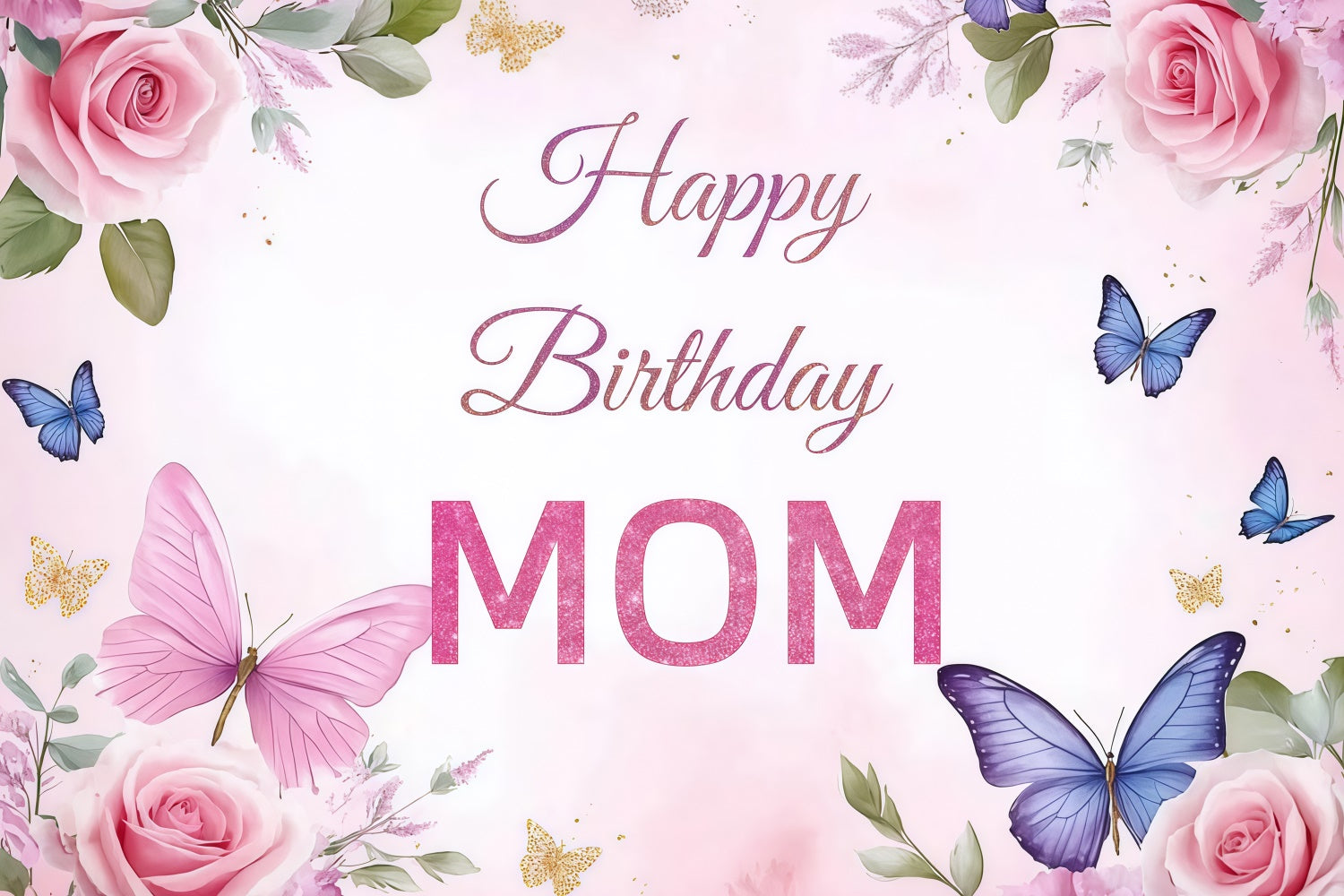 Customize Hintergrund für Geburtstag Elegant Rose Schmetterling Hintergrund CJJ3-202