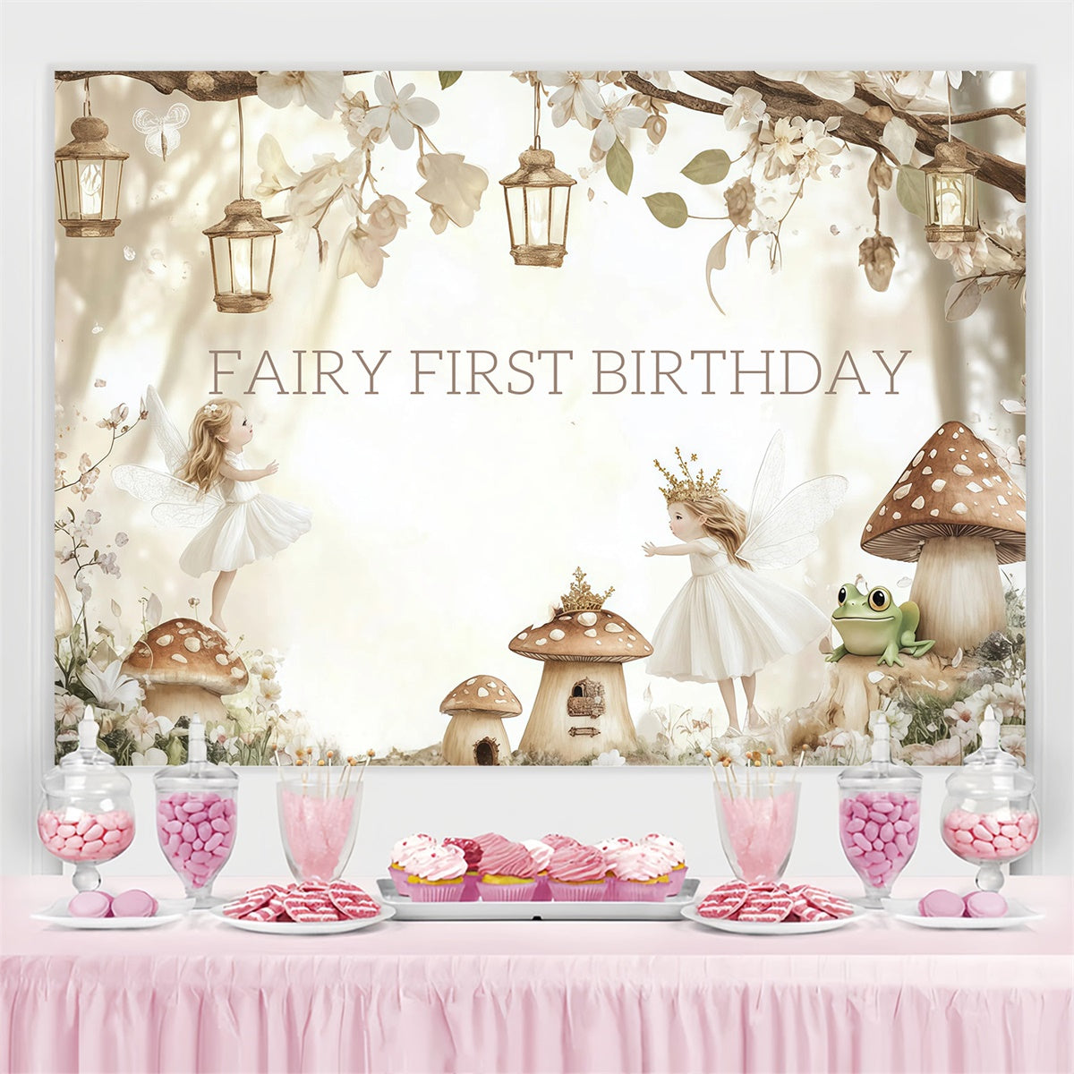 Personalisierte 1st Birthday Backdrop Enchanted Fairy Forest Backdrop CJJ3-206