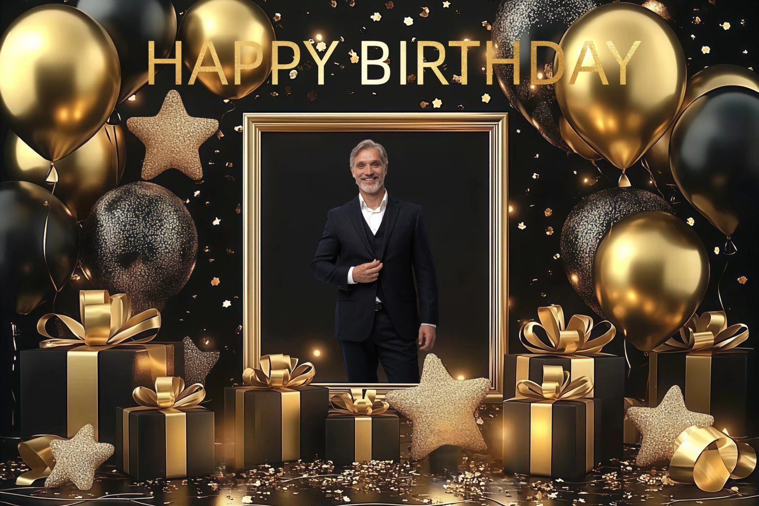 Customized Backdrop für Geburtstag Glittering Star Ballon Hintergrund CJJ3-216