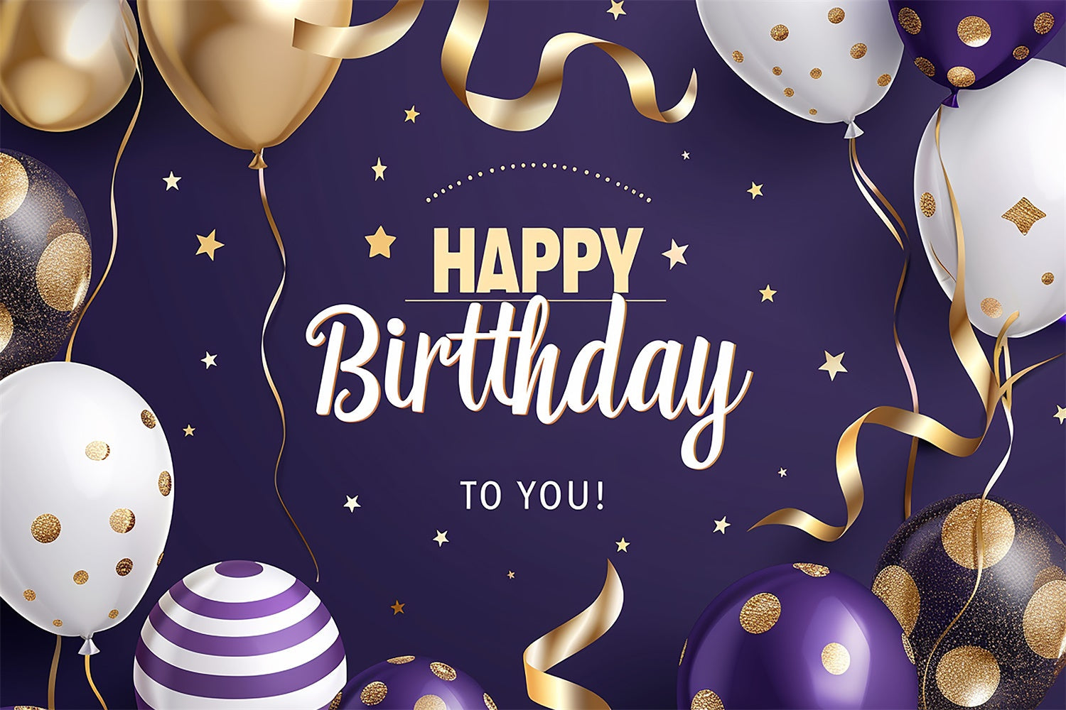 Personalisierte Geburtstag Backdrops Golden Dots Ballon Lila Backdrop CJJ3-219