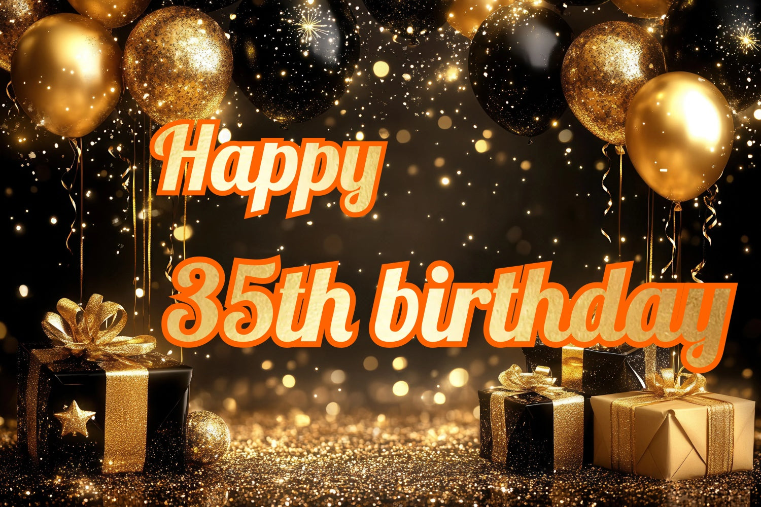 Personalisierte Geburtstag Backdrops Luxus 35. Golden Glitter Backdrop CJJ3-222