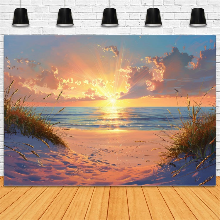 Strand Fotokulisse Seaside Tranquil Morning Sommerhintergrund CJJ3-223