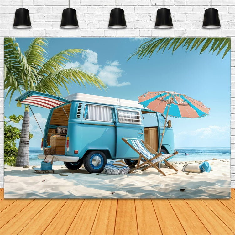 Strand Fotografie Hintergrund Road Trip Strand Auto Sommer Hintergrund CJJ3-227