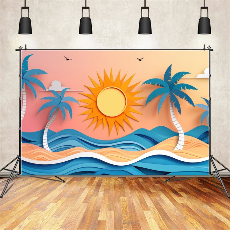 Sommer-Fotohintergrund Lebendiges Papier Stil Strand Hintergrund CJJ3-233