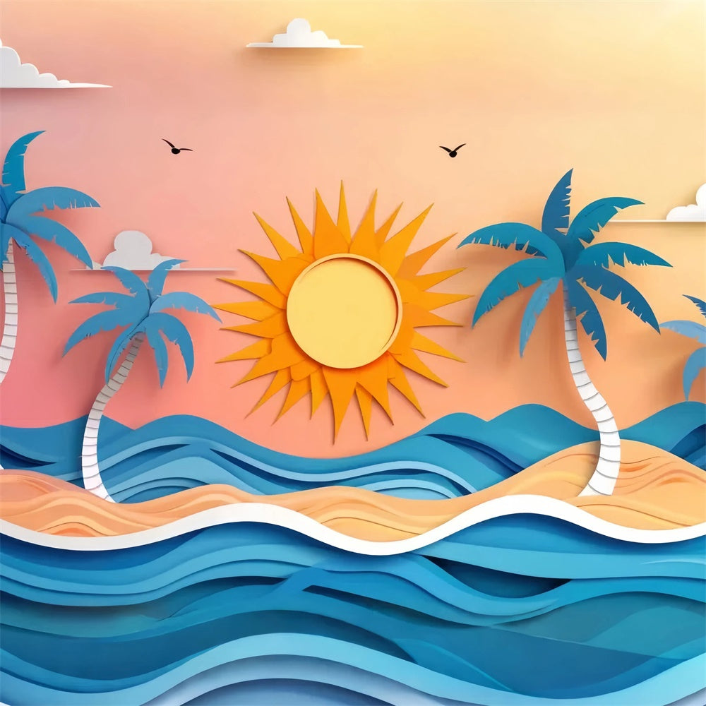 Sommer-Fotohintergrund Lebendiges Papier Stil Strand Hintergrund CJJ3-233