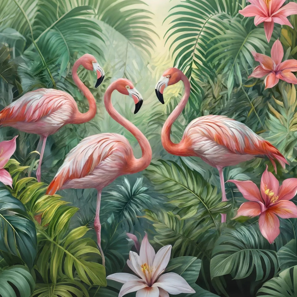 Tropische Fotokulisse Flamingos Dschungelblume Sommerkulisse CJJ3-234