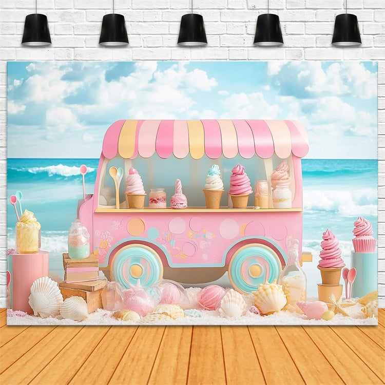 Strand Fotohintergrund Eiscreme Strand Sommerhintergrund CJJ3-243
