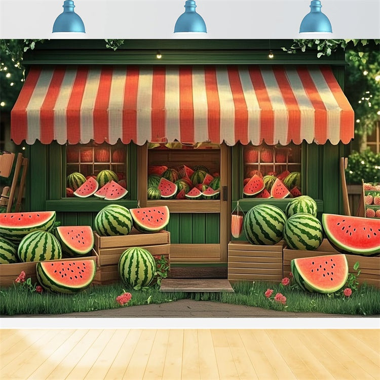Wassermelone Fotohintergrund Rustikale Wassermelone Shop Sommerhintergrund CJJ3-246