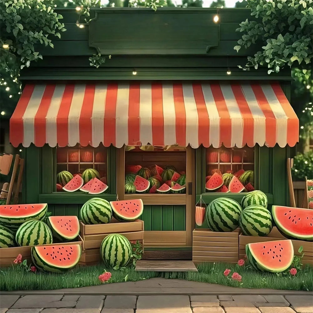 Wassermelone Fotohintergrund Rustikale Wassermelone Shop Sommerhintergrund CJJ3-246