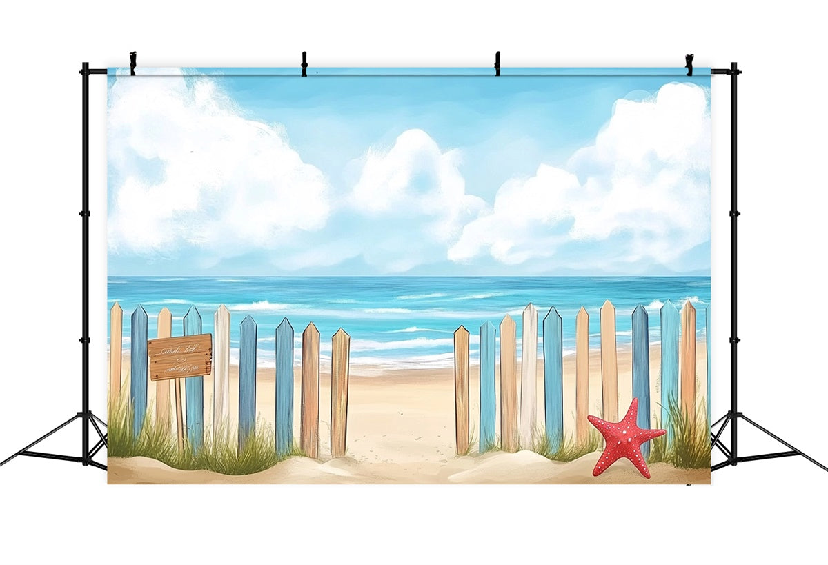 Strand Kulisse Fotografie Bunte Zaun Meer Sommer Kulisse CJJ3-249