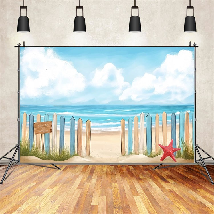 Strand Kulisse Fotografie Bunte Zaun Meer Sommer Kulisse CJJ3-249