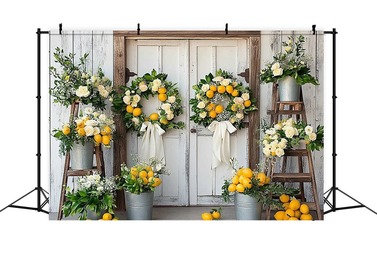 Lemon Backdrop Lemon Floral Land Sommer Hintergrund CJJ3-259