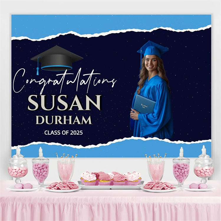 Blau Graduation Backdrop Starry Night Personalisierte Party Graduation Backdrop CJJ3-280