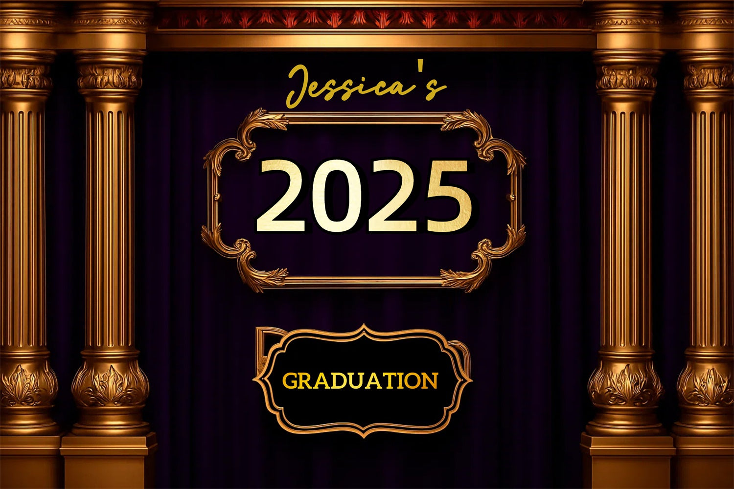 2025 Graduation Backdrop Klassisch Königlich Dekor Personalisierte Party Graduation Backdrop CJJ3-282