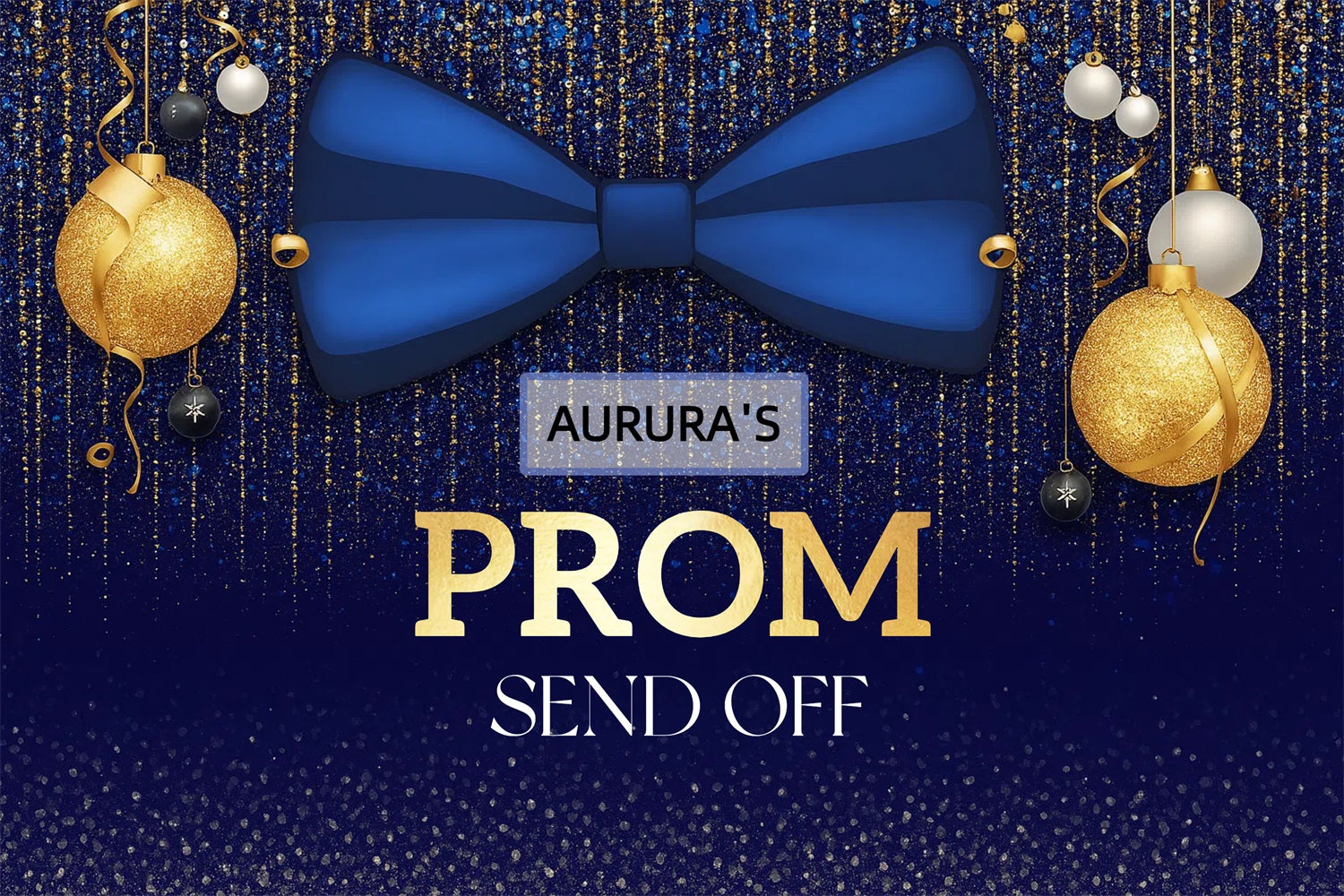 Prom Foto Backdrop Blau Gold Funkeln Benutzerdefinierte Party Graduation Backdrop CJJ3-284