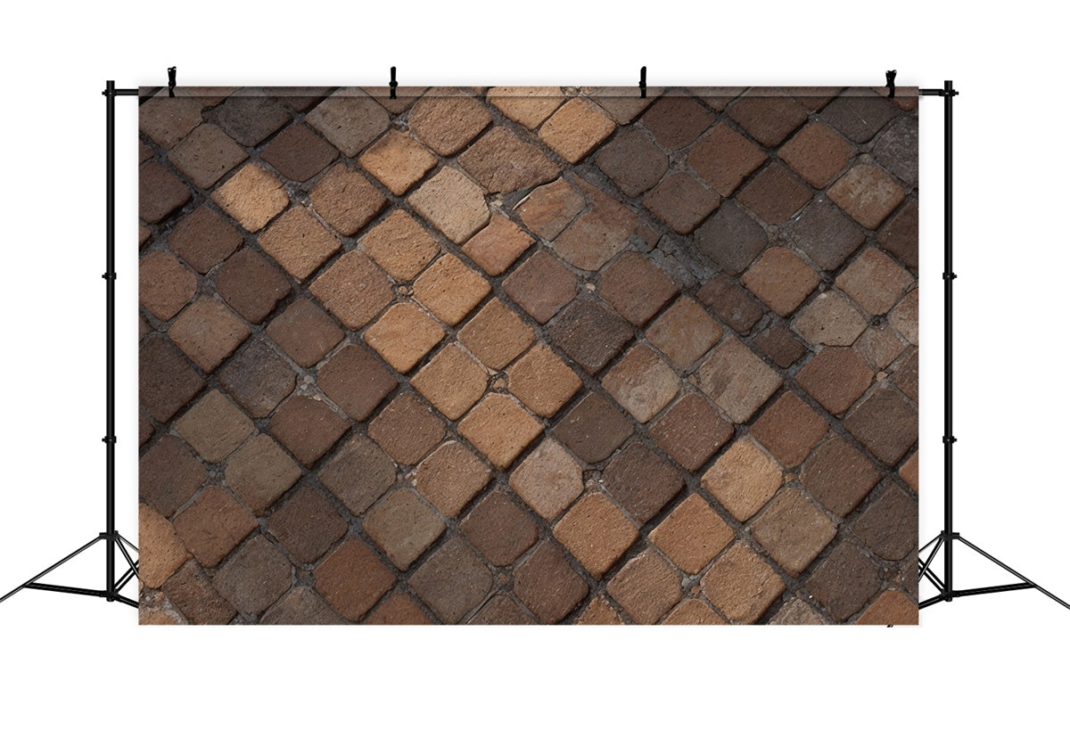 Backstein Backdrop Tuch Antik Braun Backstein Pflaster Hintergrund CJJ3-39