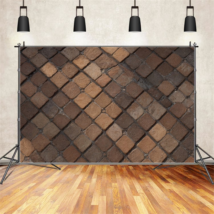 Backstein Backdrop Tuch Antik Braun Backstein Pflaster Hintergrund CJJ3-39