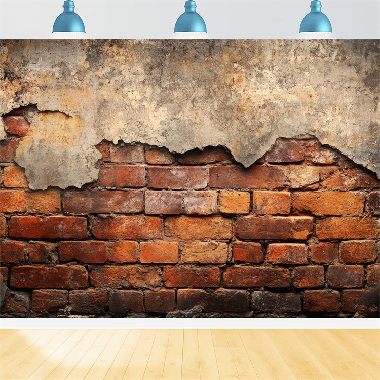 Backstein Backdrop Fotografie Rissiger Gips Roter Backstein Backdrop CJJ3-44