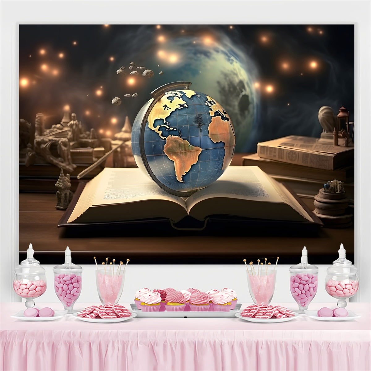 Welttag des Buches Backdrop Himmlischer Globus Bücher Backdrop CJJ3-52