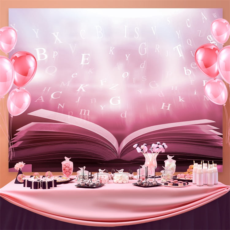 Welttag des Buches Backdrop Schwebende Buchstaben Buch Backdrop CJJ3-54
